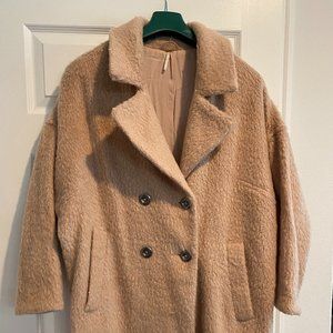 Free People Beige Wool Blend Coat
